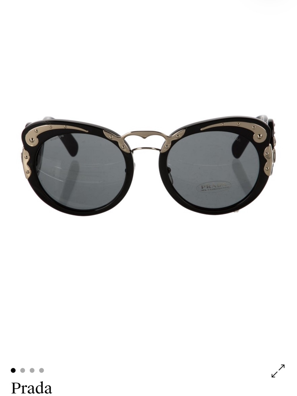 Prada Women's Black Round Sunglasses with silver Accents